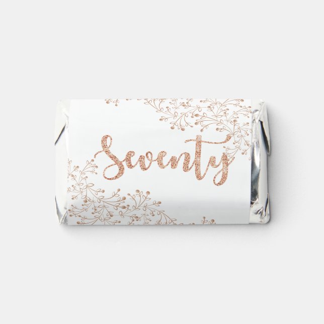 Modern Floral White & Rose Gold 70th Birthday  Hershey's Miniatures (Front)