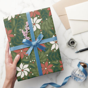 Modern Floral Wildflower Christmas Wrapping Paper