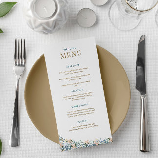 Modern floral wildflower wedding menu card