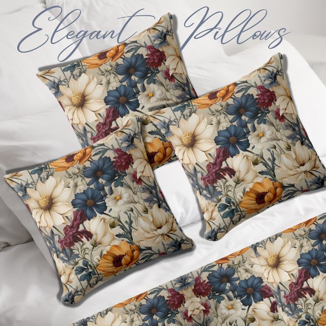 Modern Floral Wildflowers  Throw Pillow (Creator Uploaded)
