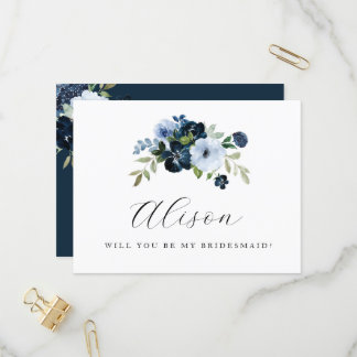 modern floral will you be my bridesmaid card