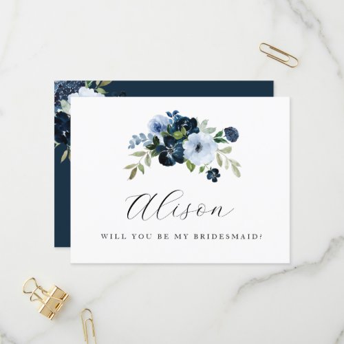 modern floral will you be my bridesmaid card