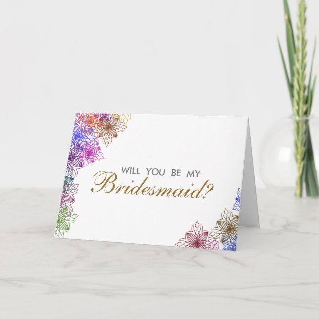 Modern Floral Will You Be My Bridesmaid Invitation (Front)