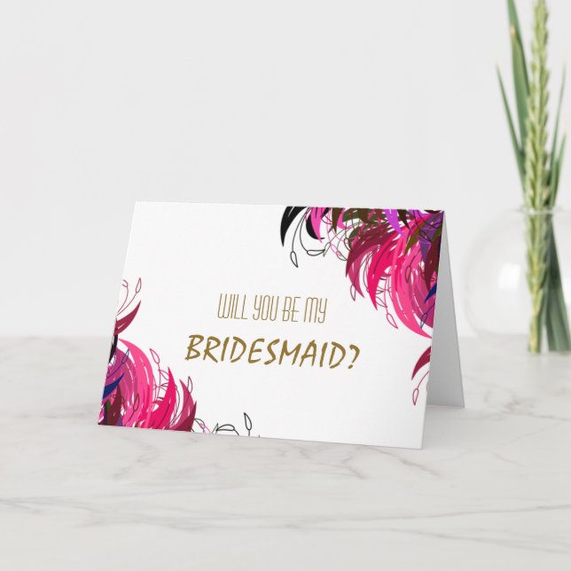 Modern Floral Will You Be My Bridesmaid Wedding Invitation (Front)