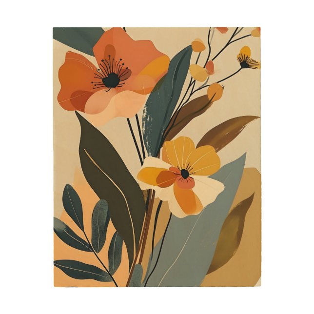 Modern Floral Wood Wall Art (Front)