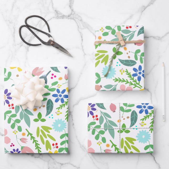 Modern Floral Wrapping Paper Sheets (Front)