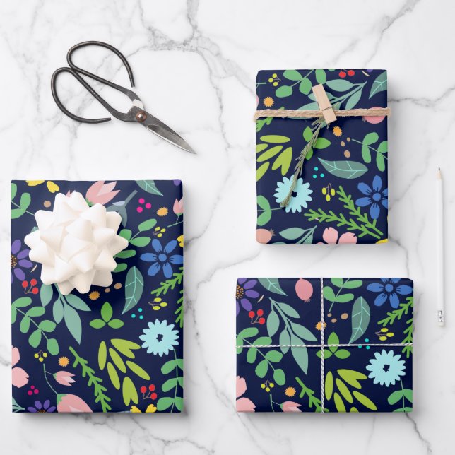 Modern Floral Wrapping Paper Sheets (Front)