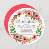 MODERN FLORAL WREATH bridal shower invitation (Front/Back)