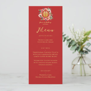 Modern floral wreath double xi chinese wedding menu