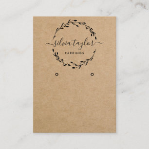 Modern Floral Wreath Earring display Business Card