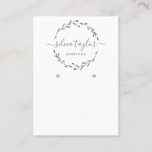 Modern Floral Wreath Earring display Business Card