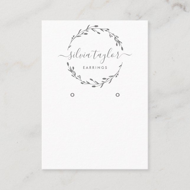 Modern Floral Wreath Earring display Business Card (Front)