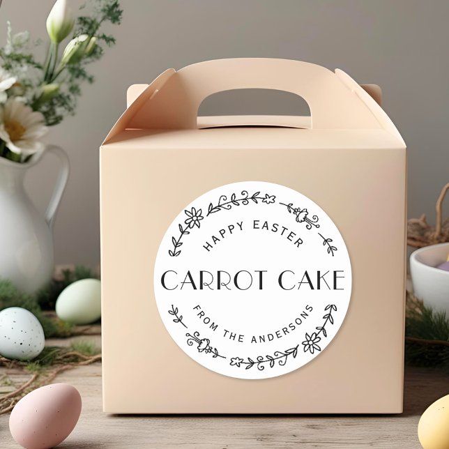 Modern Floral Wreath Easter Homemade Baking Gift Classic Round Sticker (Creator Uploaded)