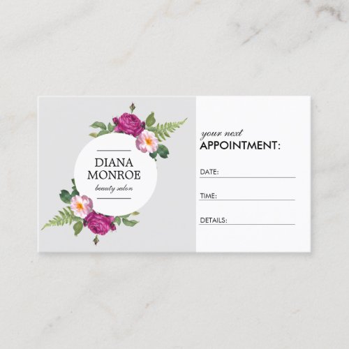 Modern Floral Wreath Gray Salon Appointment Card