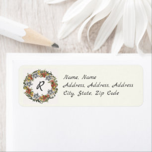 Modern Floral Wreath Greetings Postage Label