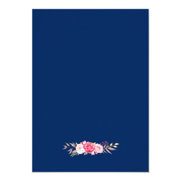 Modern Floral Wreath Navy Blue Rehearsal Dinner Invitation