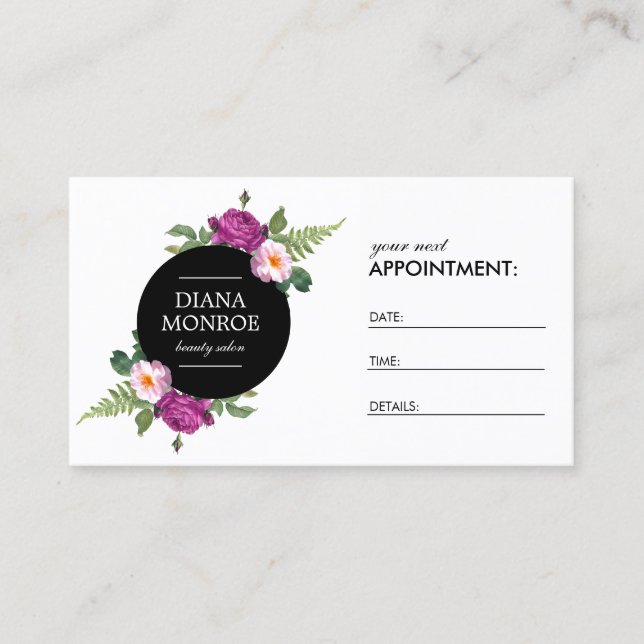 Modern Floral Wreath Salon Appointment Card (Front)