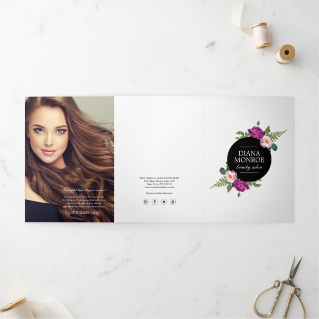 Modern Floral Wreath Salon Brochure (Outside)