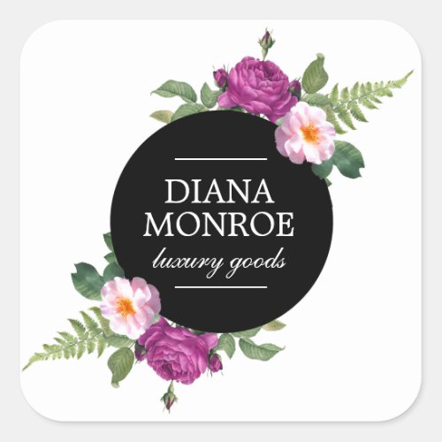 Modern Floral Wreath Square Sticker