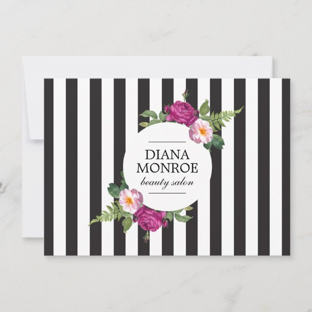 Modern Floral Wreath Stripe Salon Gift Certificate (Front)