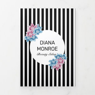 Modern Floral Wreath Striped Salon Brochure