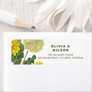 Modern floral yellow & green wedding invitation label