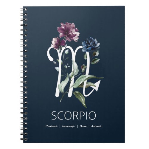 Modern Floral Zodiac Star Sign Scorpio Notebook