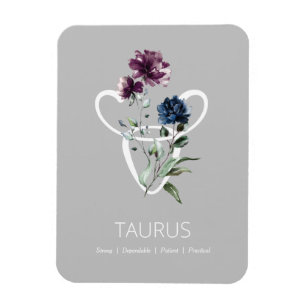 Modern Floral Zodiac Star Sign Taurus Magnet