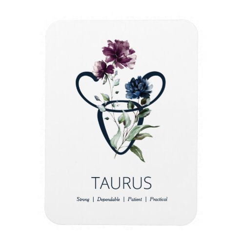 Modern Floral Zodiac Star Sign Taurus Magnet