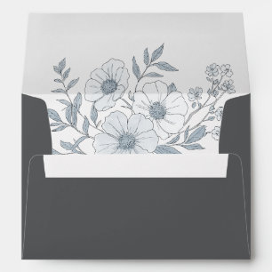 Modern Florals Grey Return Name Address Wedding Envelope