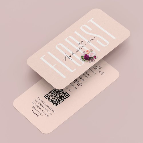Modern Florist Boho Botanic Bouquet Pink Business Card