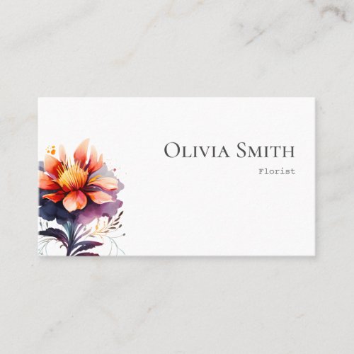 Modern Florist Elegant Purple Watercolor Floral Business Card