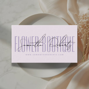 Modern florist flower boutique lavender business card