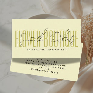 Modern florist flower boutique yellow green business card