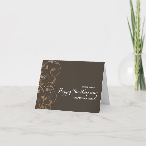 Modern Flourish Happy Thanksgiving Holiday Card - Pretty autumn flourish design for this Thanksgiving
