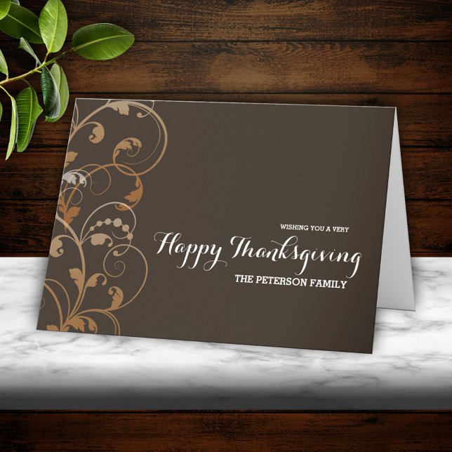 Modern Flourish Happy Thanksgiving Holiday Card (Creator Uploaded)