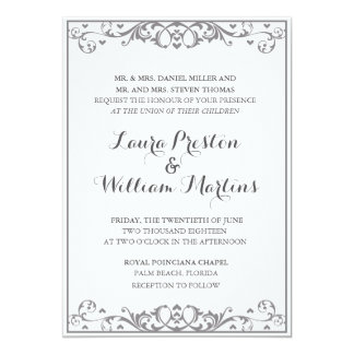 Modern Flourish & Heart Wedding Invitation