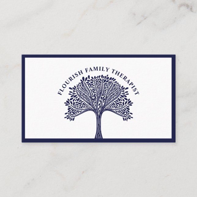 Modern Flourishing & Blooming Family Tree Business Card (Front)