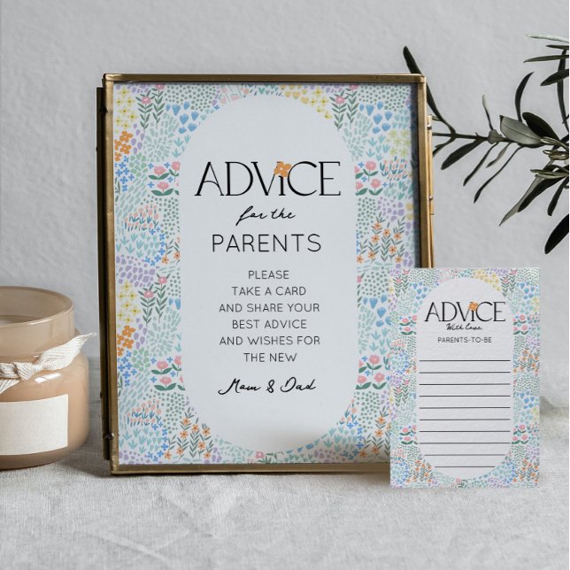Modern Flower Advice Card Baby Shower Activity (Creator Uploaded)