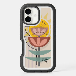 Modern flower and custom text iPhone 16 case