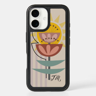 Modern flower and custom text iPhone 16 case