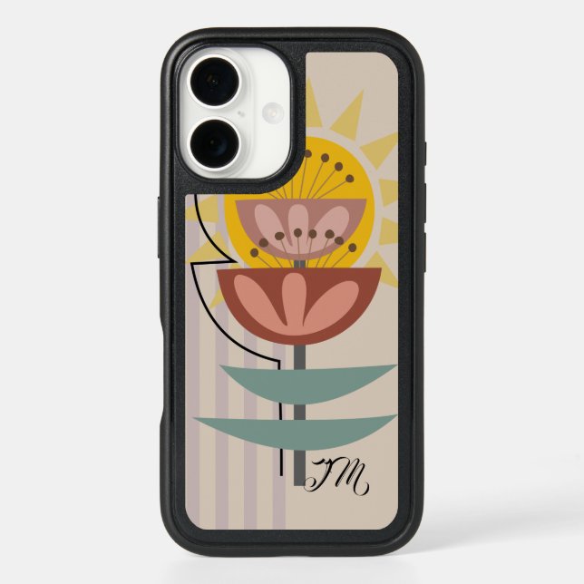 Modern flower and custom text otterbox iPhone case (Back)