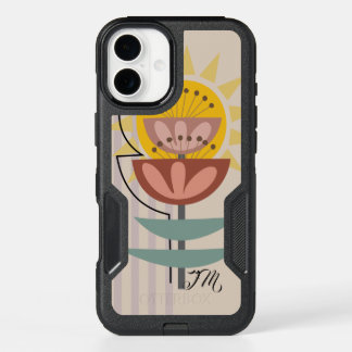Modern flower and custom text iPhone 16 plus case