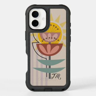 Modern flower and custom text iPhone 16 plus case