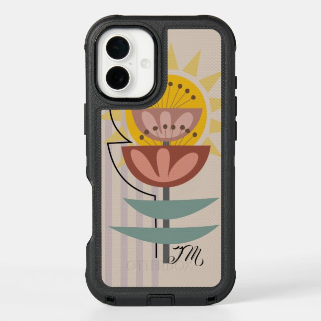 Modern flower and custom text otterbox iPhone case (Back)