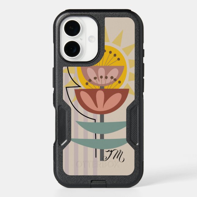 Modern flower and custom text otterbox iPhone case (Back)