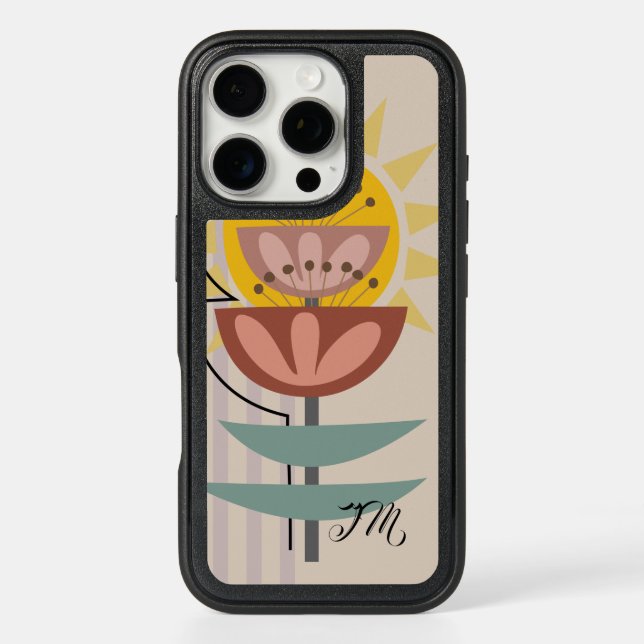 Modern flower and custom text otterbox iPhone case (Back)