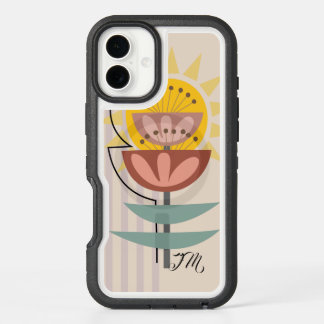 Modern flower and custom text iPhone 16 plus case