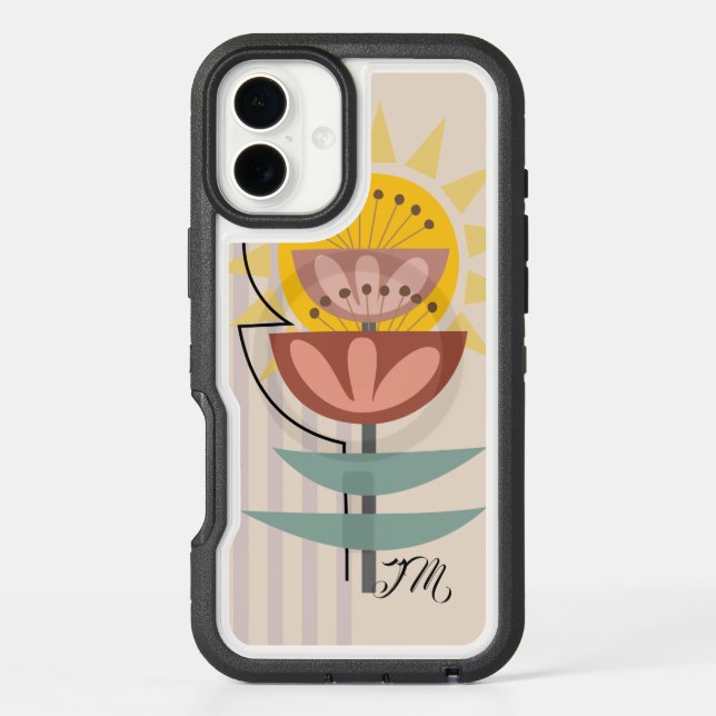 Modern flower and custom text otterbox iPhone case (Back)