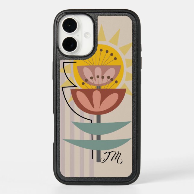 Modern flower and custom text otterbox iPhone case (Back)